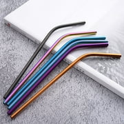 Ludlz Reusable Stainless Steel Metal Straws - Long Drinking Straws Dishwasher Safe - Stainless Steel Outdoor Reusable Straight Bent Drinking Beverage Straw Brush Set